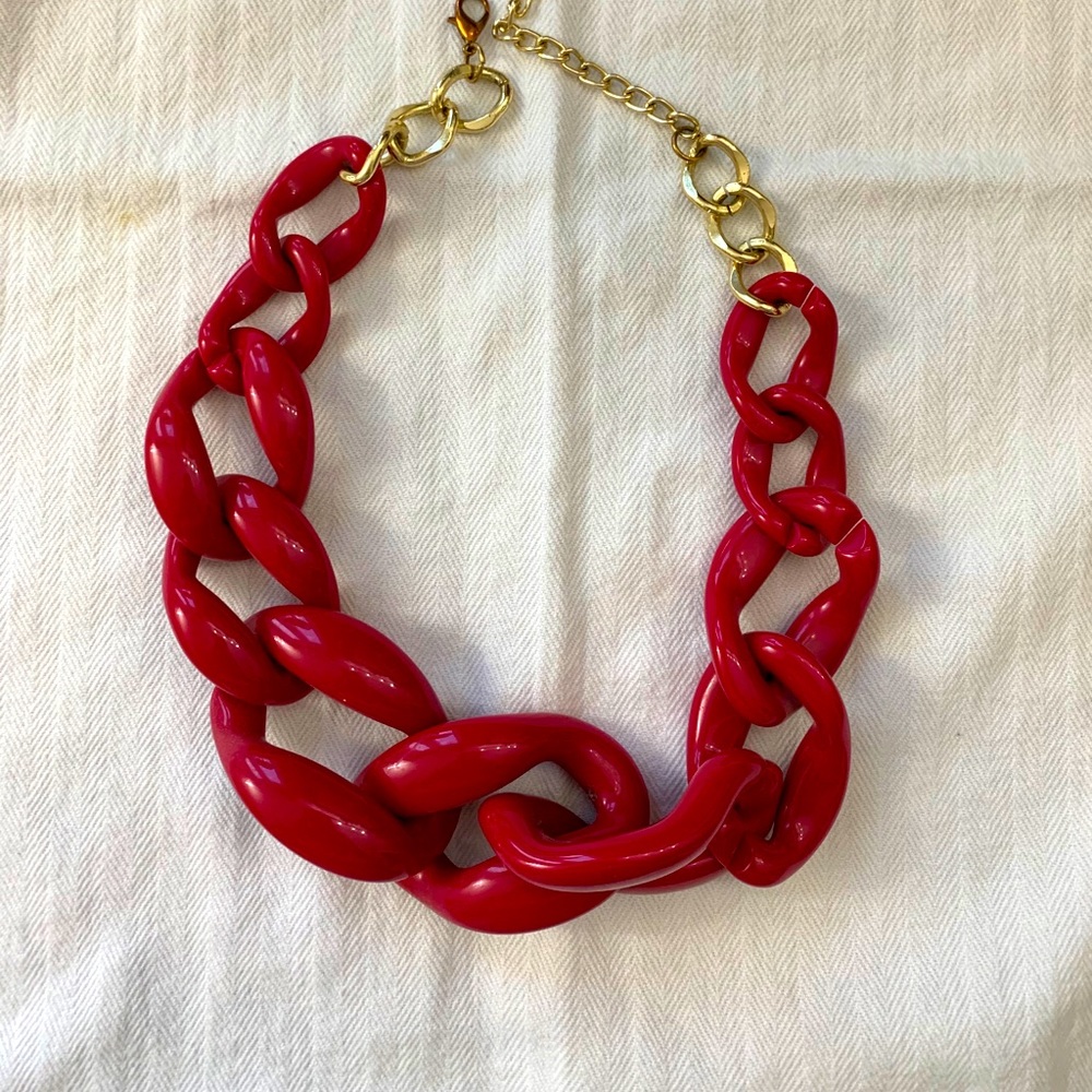 Raspberry Pink Chain Statement Necklace - image 1
